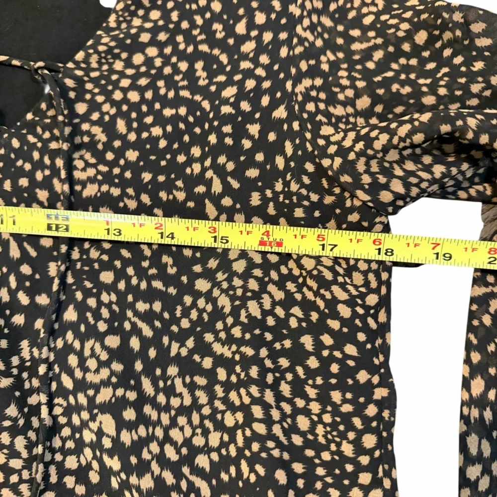 By Together Anthropologie Sheer Balloon Sleeve Lace-Up‎ Blouse Small